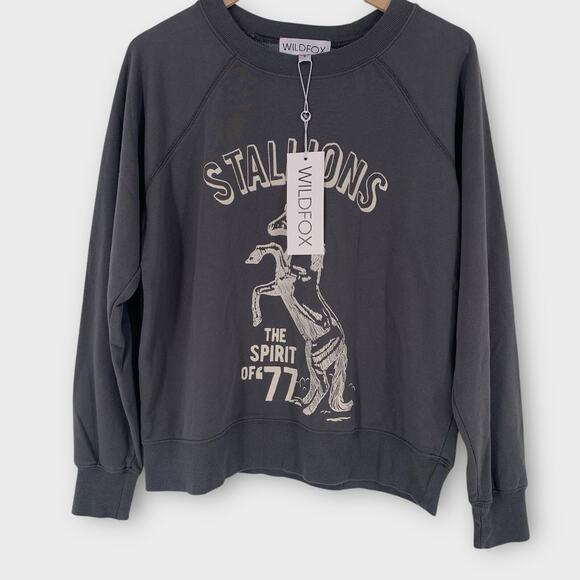 Wildfox Stallion 'The Spirit Of 77' Sommers Sweatshirt Gray Horse Retro S - Picture 14 of 15